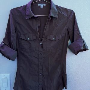 James Perse Contrast ribbed surplus women shirt